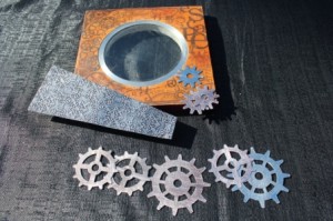 The clock face and gear parts, ready for final embellishments and assembly The clock face and gear parts, ready for final embellishments and assembly