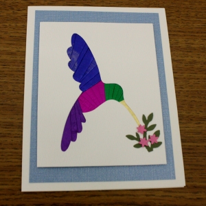 Hummingbird Iris Folding Card Kit with flowers
