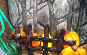 Fence and Pumpkins Close Up