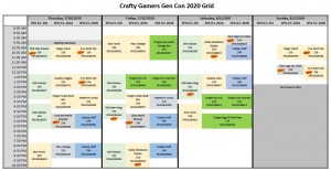 Crafty Gamers Gen Con 2020 Grid